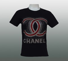 CHANEL DAMEN SHIRT MIT STRASS Gr. M / L #CH023