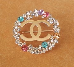 CHANEL ANSTECKNADEL / PIN / BROSCHE MIT STRASS #CH288